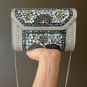 Mosaic Clutch, Antique Purse | Metal Clutch | Indian Handmade Sling Bag, Vintage